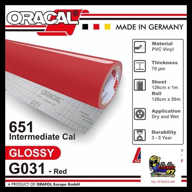 BEST DEAL STICKER ORACAL 651 - G031 RED GLOSS STIKER [METERAN] 