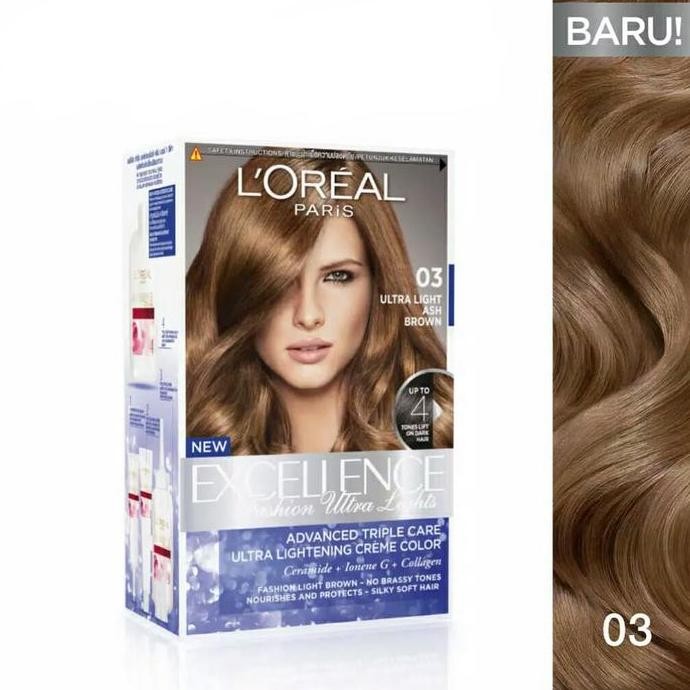 TERMURAH - LOREAL PARIS EXCELLENCE FASHION ULTRA LIGHT 03 ASH BROWN