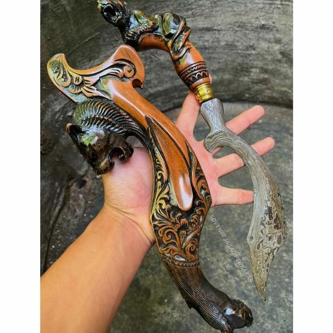 NEW KUJANG PAMOR Baja Damaskus Balik Mlipih Kujang Kerajinan Sunda Jabar