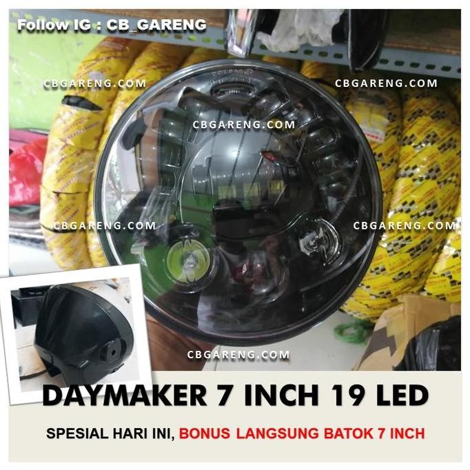 Daymaker 7Inch 19 LED BONUS Batok Lampu 7 Inch