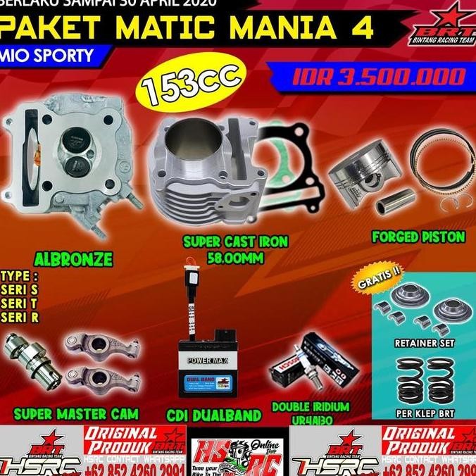 TERBARU - PAKET KOMPLIT BORE UP BRT MIO SPORTY Soul Nouvo 150 cc Kop Boring CDI