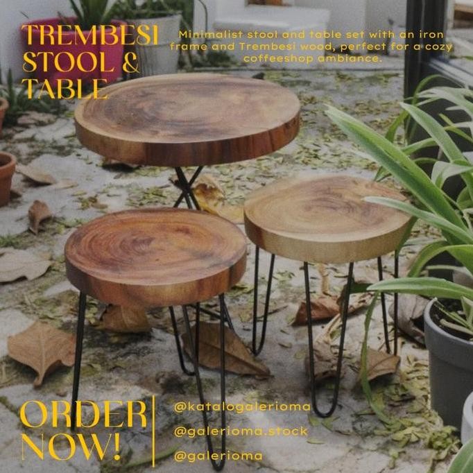 Kursi Stool Cafe Minimalis Besi Kayu