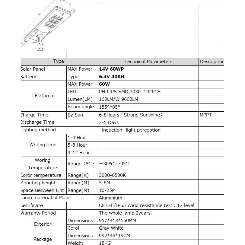 Pju LED solar 60watt komponen philips. Lampu pju solar philips 60w murah