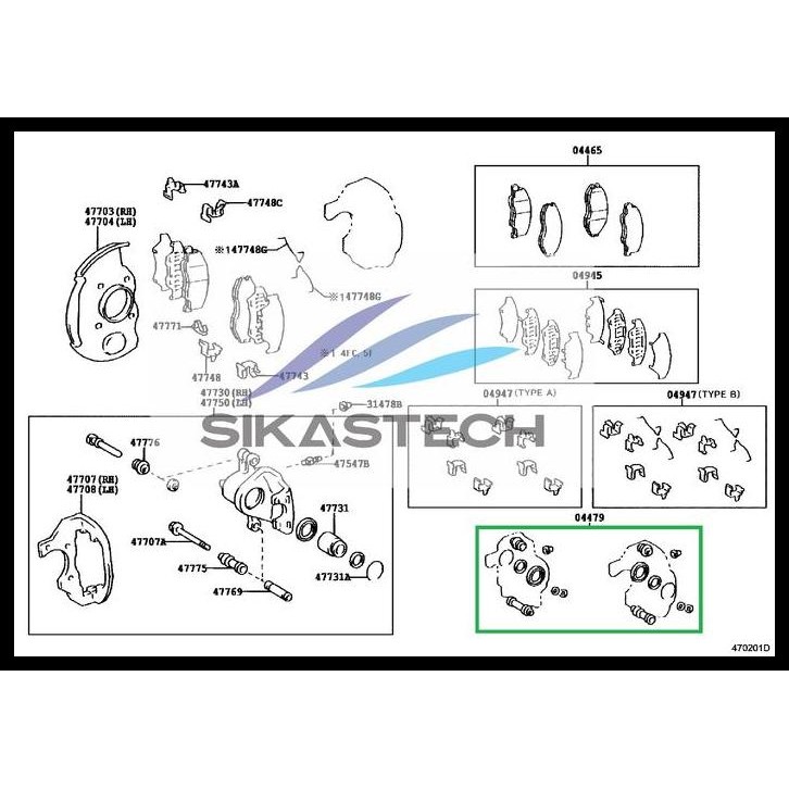 GRATIS ONGKIR 04479-28010 SET FRONT DISC BRAKE CYLINDER CALIPER BOOT REPAIR SEAL KIT / KALIPER REM C