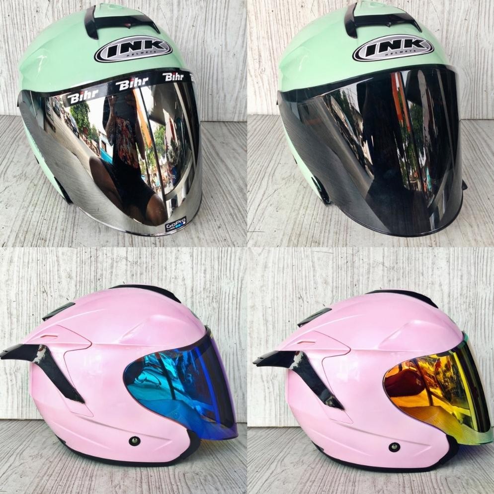 Helm Ink Dynamic Solid Aqua Blue/Solid Matcha Green / Ink Dynamic Pink Paket Ganteng/Helm Half Face 