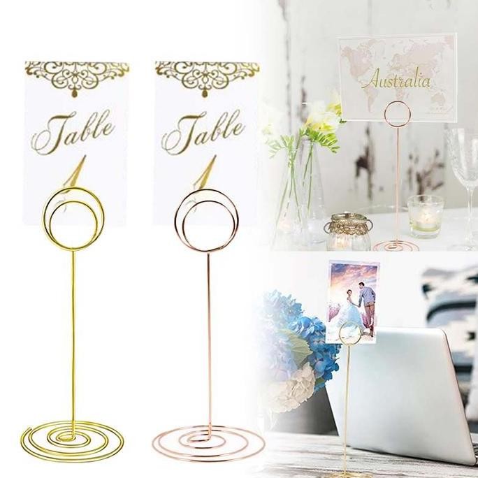 

10Pcs Standing Menu Display Stainless Tiang Nomor Meja Stand Card Holder Standing Price Tag-Restoran Kafe Hotel Bar