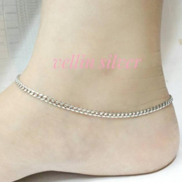 Gelang kaki perak 925 / perhiasan silver 925 lapis emas putih / gelang kaki wanita model sisik naga 