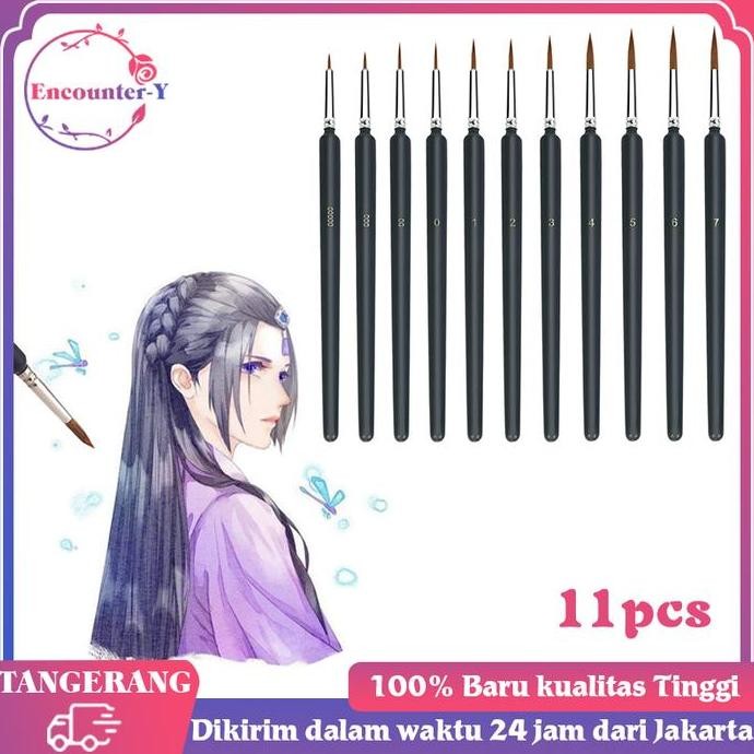 

Kuas Lukis Liner 11Pcs Kuas Lukis Cat Air/Minyak Paint Brush Set