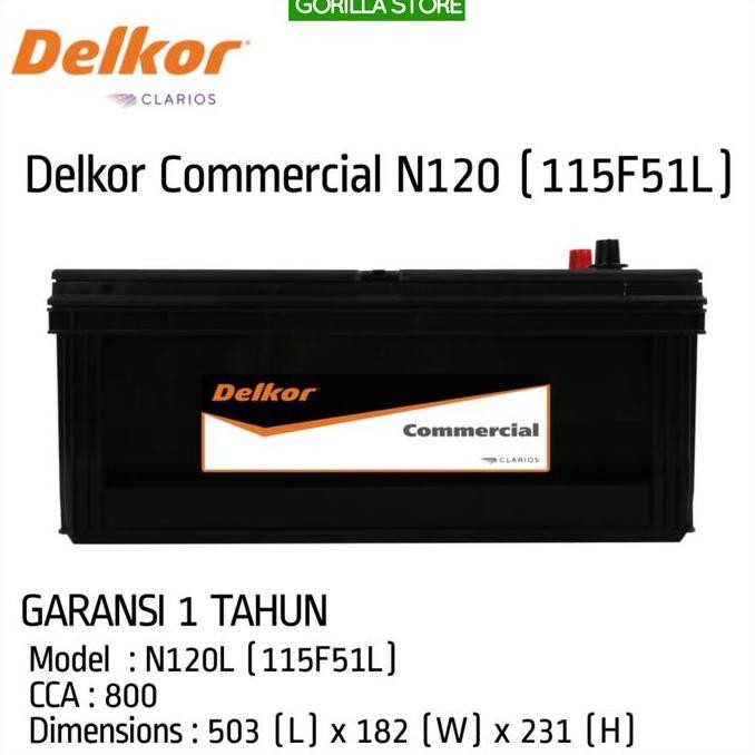Delkor Commercial N120 (115F51L) - 120Ah CCA 800