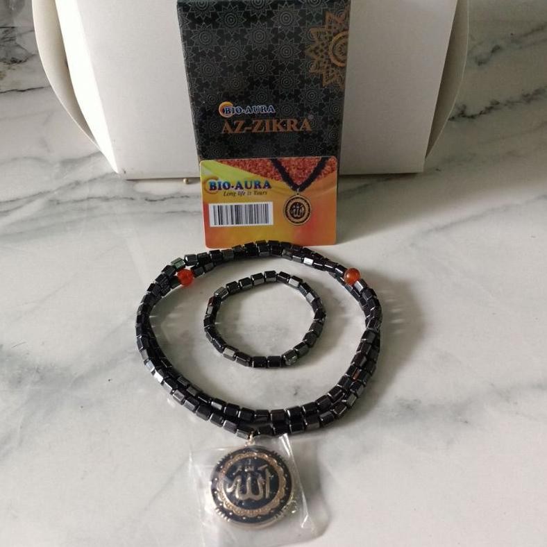 Kalung Magnet Tasbih 99 bonus Gelang Magnit Melancarkan peredaran darah DiM