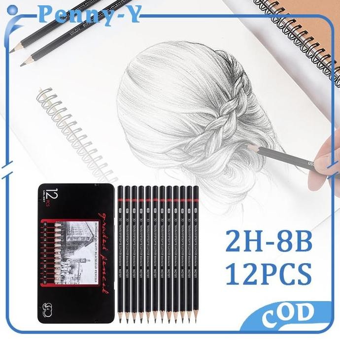 

12pcs Pensil Sketsa Set Sketching Pencil Kit Alat Gambar Melukis Profesional