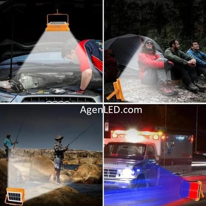 LUMIRS Lampu Sorot LED Emergency Portable 100W 200W Solar Panel Surya Rechargeable USB cas Flood lig