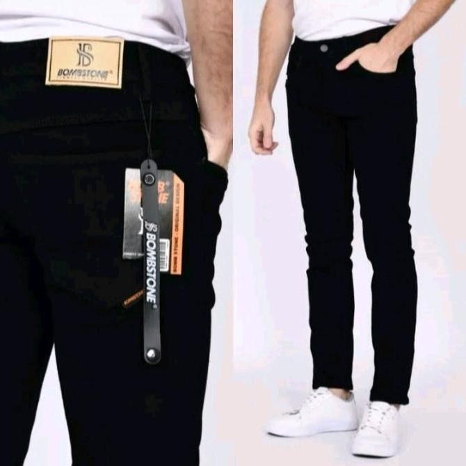 

Celana Jeans Pensil Pria Slimfit Skinny Hitam Stretch Ukuran 27-38 Premium