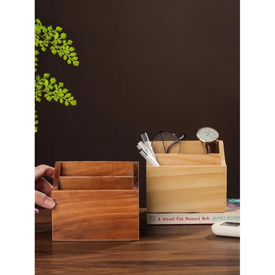 

Rak Pensil Kayu Minimalis Organizer Serbaguna Tempat Remote Stationery Organizer Rpen
