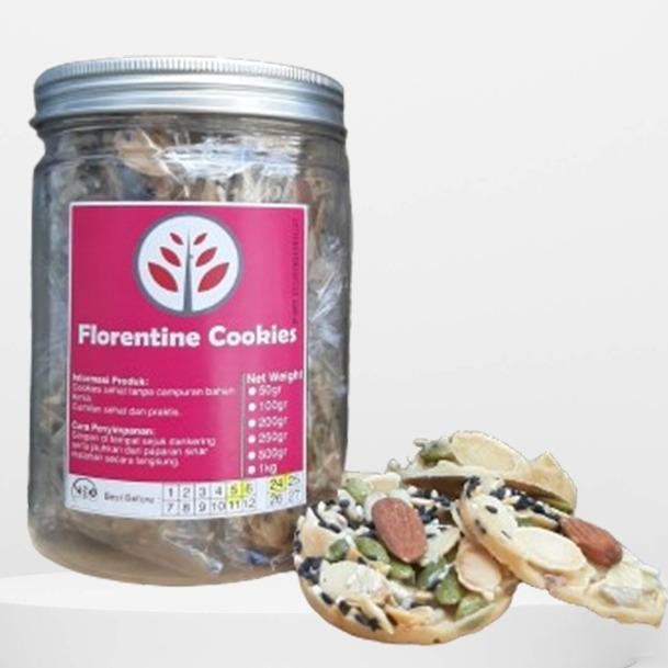 

Rkm Florentine Cookies/Ting Ting Sultan/Camilan Cemilan/Snack Sultan/Almond, Pumpkin Seed, Sunflower Seed, Florenta Flour, Wijen Putih Dan Hitam/Fortune Cookies /Kue Keberuntungan/ Kue Kering Enak Renyah