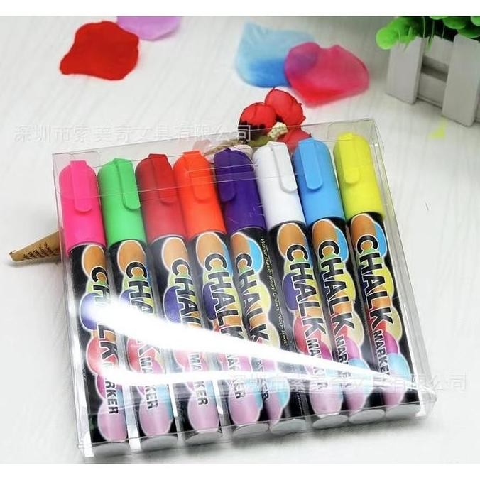 

Chalk Marker/Kapur Cair/Spidol Papan Tulis Set 8 Basic & Pastel New Stok