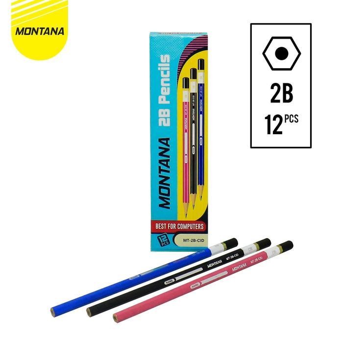 

EMS MONTANA Pensil 2B Lulus Uji Komputer 12 Pcs Pencil Alat Tulis Sekolah dan Kantor MT-2B CID