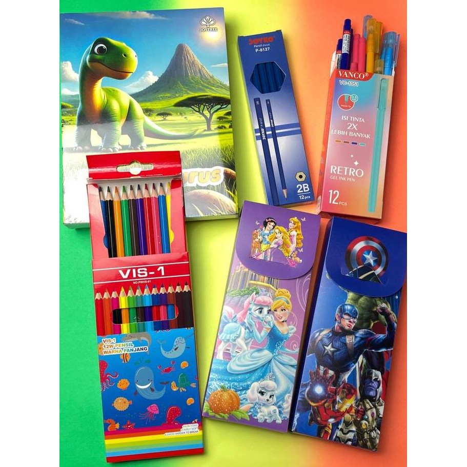 

Beli 1 Dapat 5 Paket Alat Tulis/Back To School. Perlengkapan Anak Sekolah Sd, Smp Pensil Bolpen Buku New Stok