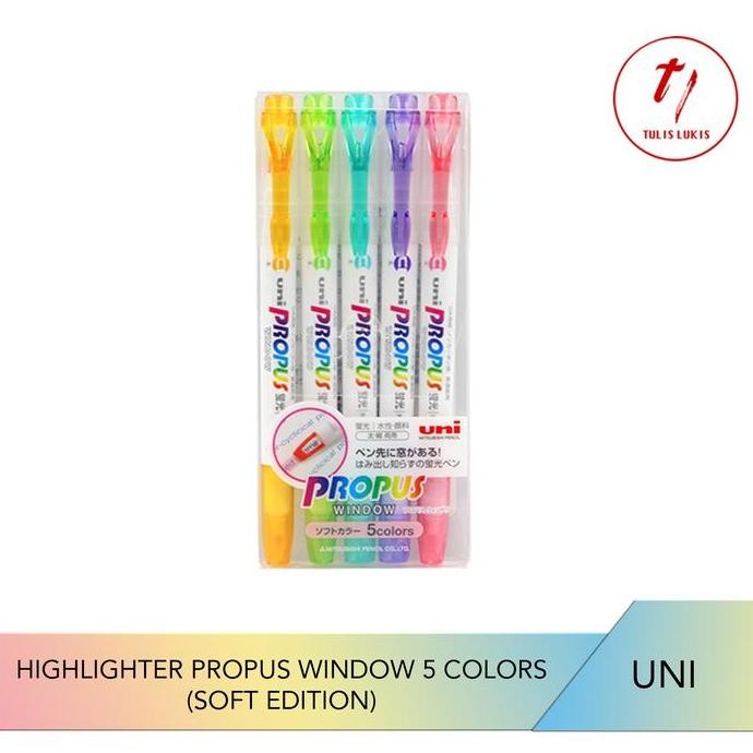 

Double Highlighter Uni Propus Window 5 Colors Soft Set New Stok