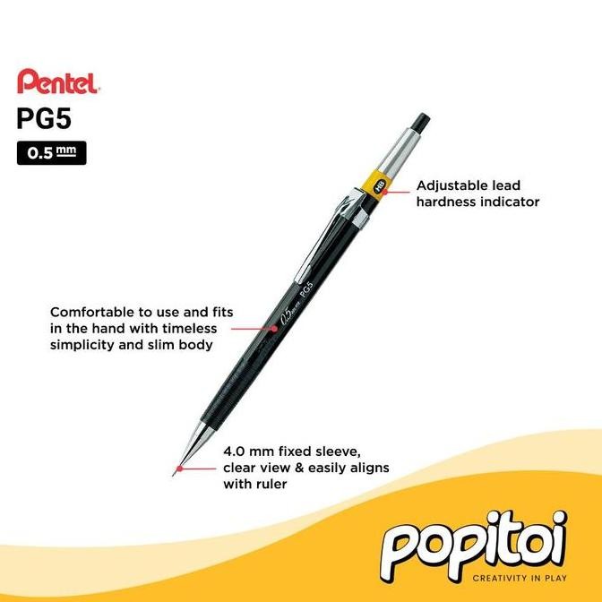 

Pentel Pg5-Ad Drafting Mechanical Pencil 0.5 Mm Pensil Mekanik Cetek Classic Retro Drafting Sketch Sketsa Gambar New Stok