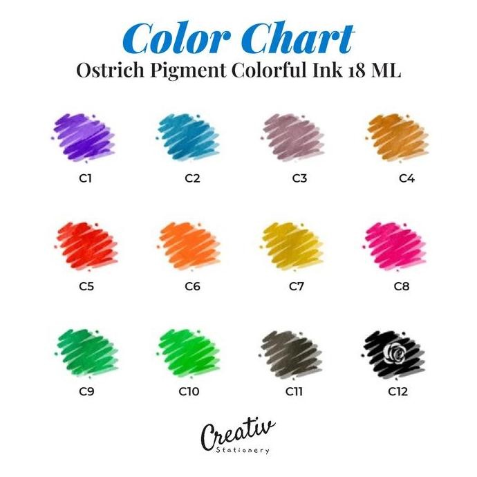 

Ostrich Tinta Kaligrafi Warna Seri Pigment Colorful Ink 18 Ml Fountain Pen Ink New Stok