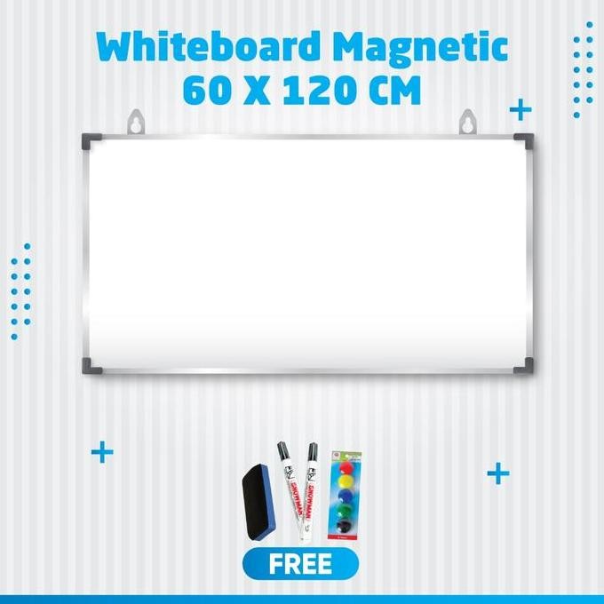 

Whiteboard / Papan Tulis Magnetic Uk 60X120Cm New Stok