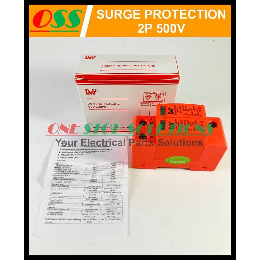 TERBARU SURGE PROTECTION DEVICE ARREST SURGE PROTECTOR SPD DC 2P 500V 