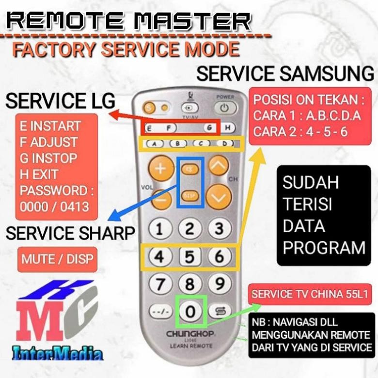 REMOTE REMOT MASTER SERVICE REMOT REMOTE SAKTI REMOTE MASTER UNTUK BUKA SERVICE MODE TV LCD LED LG S