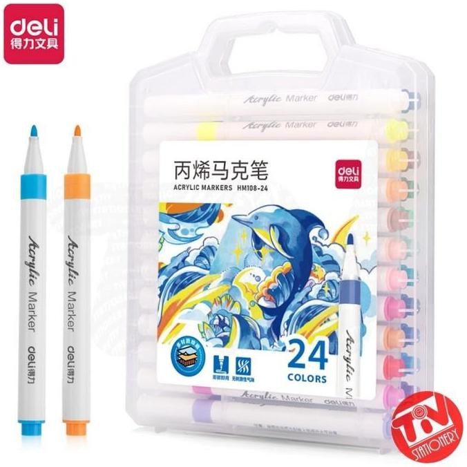 

Spidol Deli Permanent Acrylic Marker Set 36 Colors New Stok