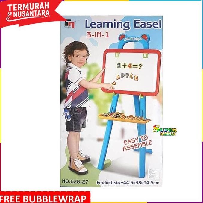 

Mainan Papan Tulis White Board Anak Kapur Tempel Hitam Standing New Stok
