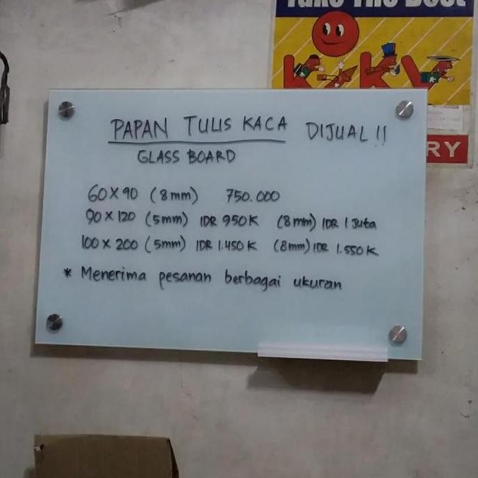 

NEW papan tulis kaca/glass board 60x90 cm 5mm termurah!!!