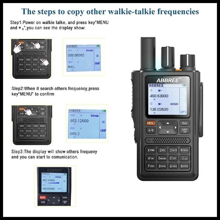 Terlaris ABBREE AR-F8 - Walkie Talkie 8W Power 6-Band 136-520MHz - GPS Function Best Seller
