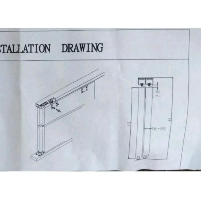 Rel Dan Roda Pintu Sleding Gantung Geser / Sliding B 004 Single 2M Original Dan Terpercaya