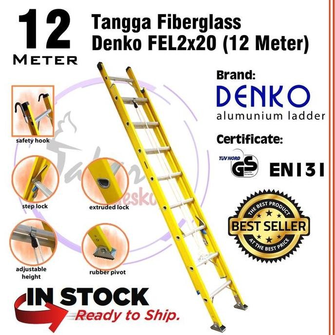 

Terlaris Tangga Fiberglass 12 Meter Alumunium Extension Pln Lipat Denko 12 M