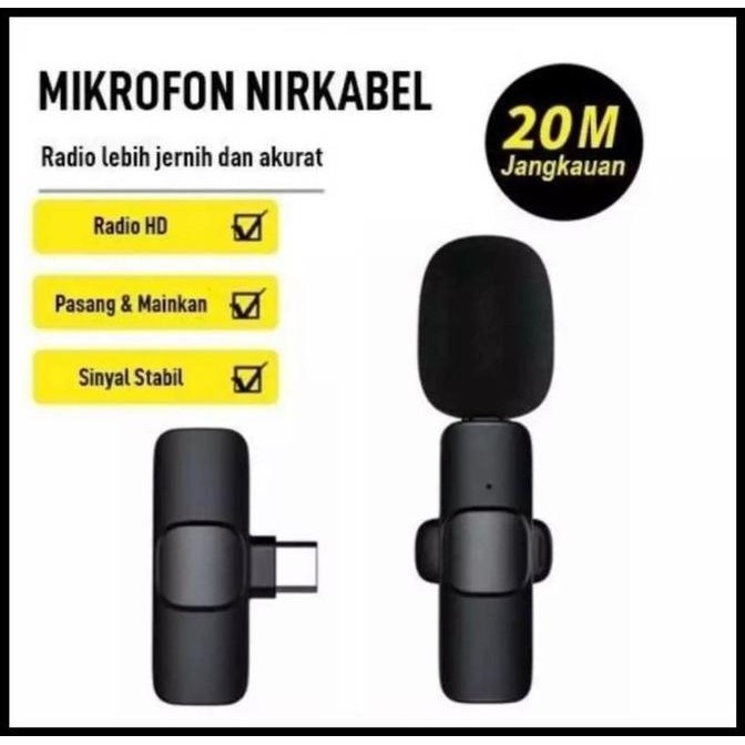 Mic Wireless Clip On K8 Type-C 2in1 - Mic Bluetooth iPhone Android Vlog