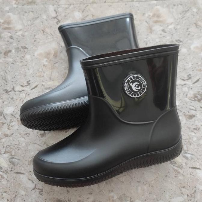 Prelesty Premium Sepatu Sawah Pria Boot Karet Full Hitam Kerja Proyek Anti Air Banjir Hujan PVC Mura