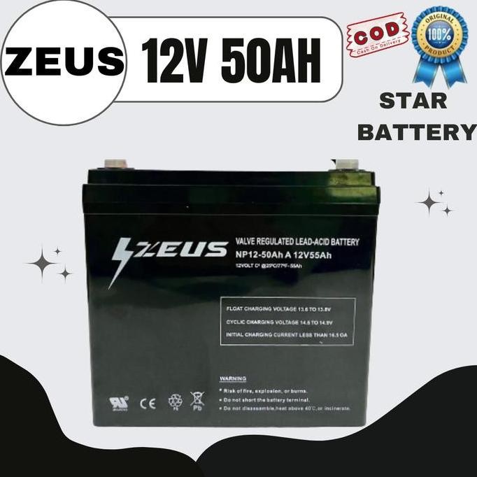 Aki Baterai Battery Vrla Zeus 50 Ampere 12V50Ah 12V 50Ah