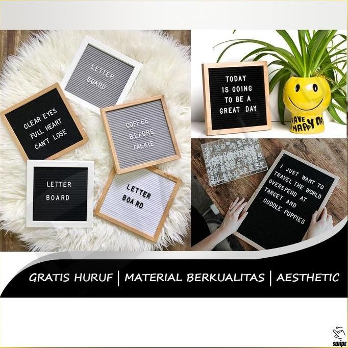 

Letter Board 30X30Cm + Stand Kayu Papan Penyangga Penegak Hias New Stok