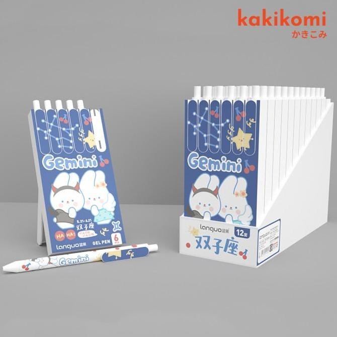 

Pulpen Karakter Gel 0.5Mm Set 6Pcs Languo Zodiac Bunny Gemini New Stok