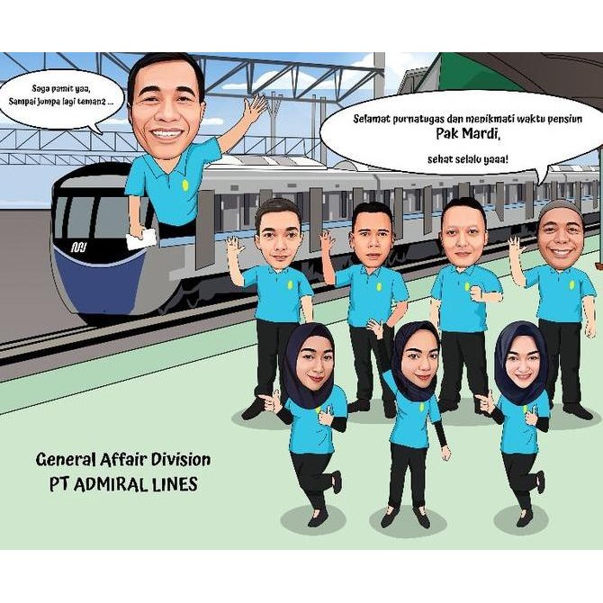 Karikatur Digital Kado Perpisahan Farewell Hadiah Custom Murah Bagus
