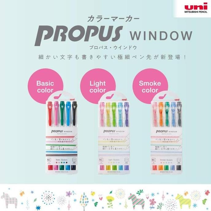 

Uni Propus Windows Double Sided Highlighter 4.0/0.4 Mm Set Of 5 Colors New Stok