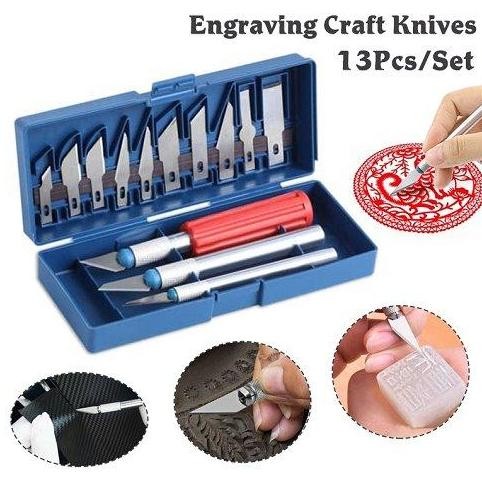 

Set Pisau Ukir Seni 13 In 1 Crafting Knife 3 Handle Pisau