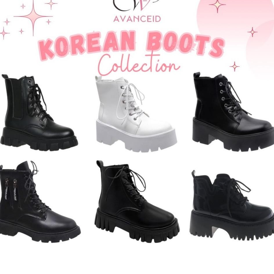Avanceid Koleksi Boots Sepatu Sneakers Wanita Docmart Putih Hitam