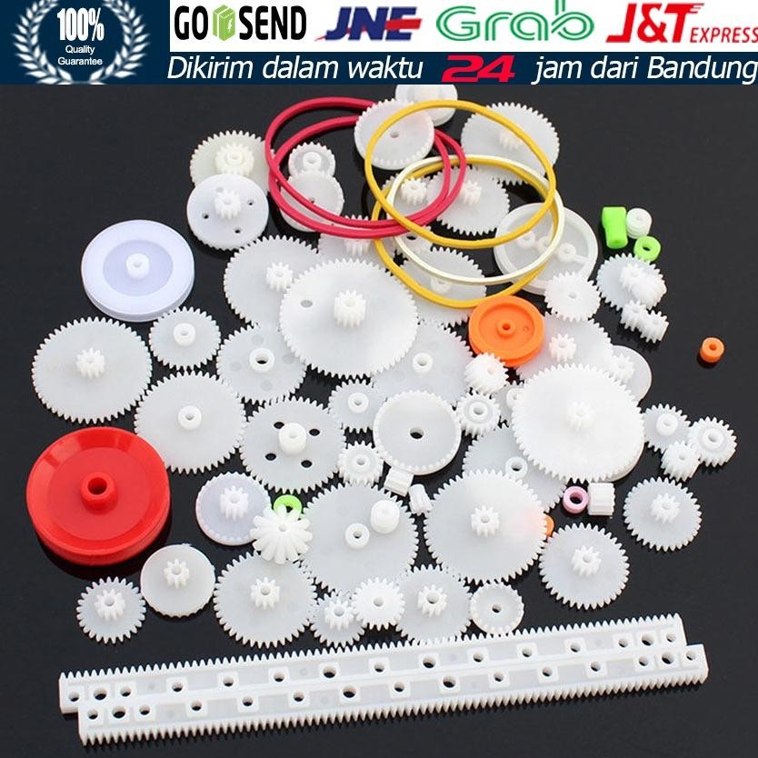 75Pcs Plastic Gear Rack Shaft Pulley Belt Kit / Perlengkapan Roda Gigi Plastik Spindel DiM