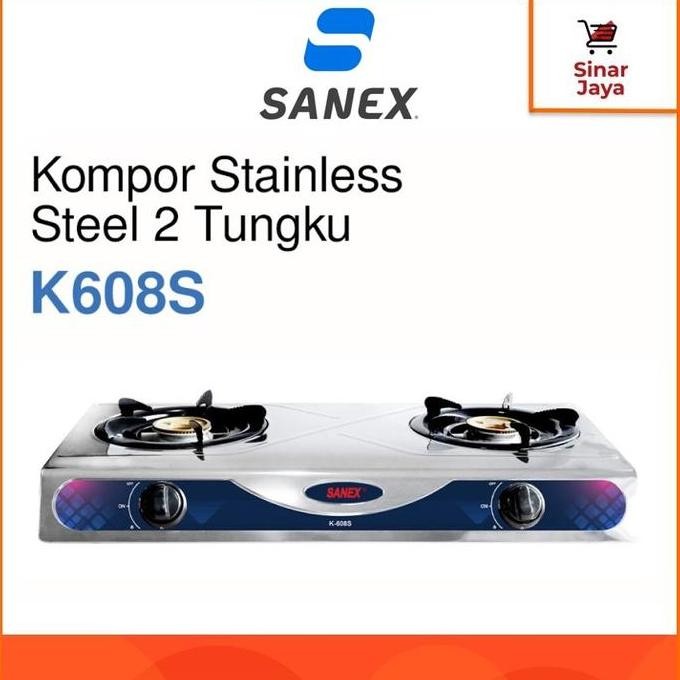 Promo Sanex K-608 S Kompor Gas 2 Tungku (Stainless Steel)