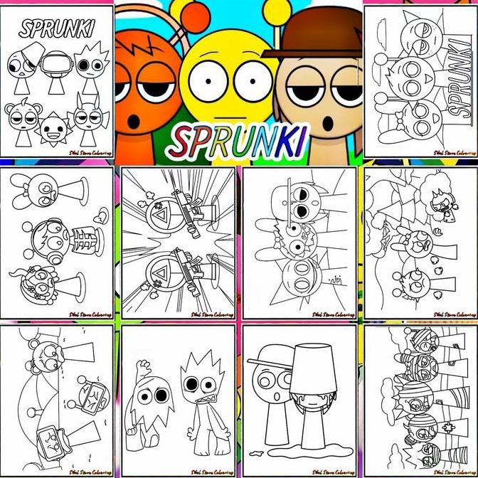 

DAPAT 2 TEMA / Kertas Gambar Mewarnai TEMA SPRUNKI V2 & SPRUNKI V4 (20 Lembar) Kertas Tebal 160gsm