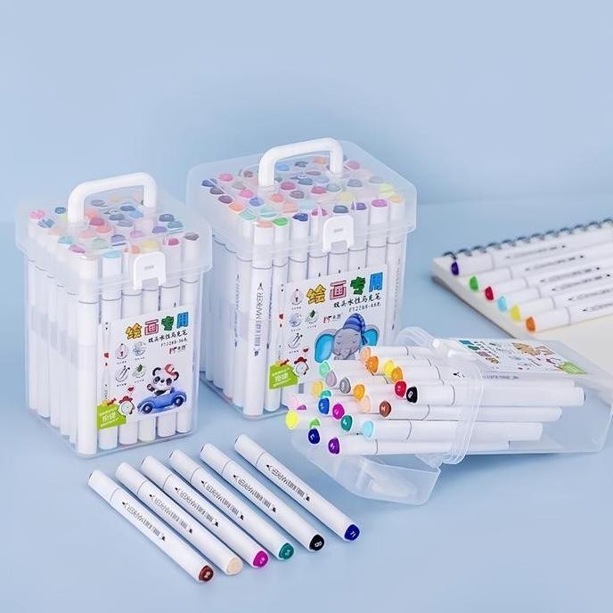 

12/24/36/48 Warna Sketsa Spidol Universal/Set Spidol Universal Berkepala Dua/Penanda Anime Kuas Seni