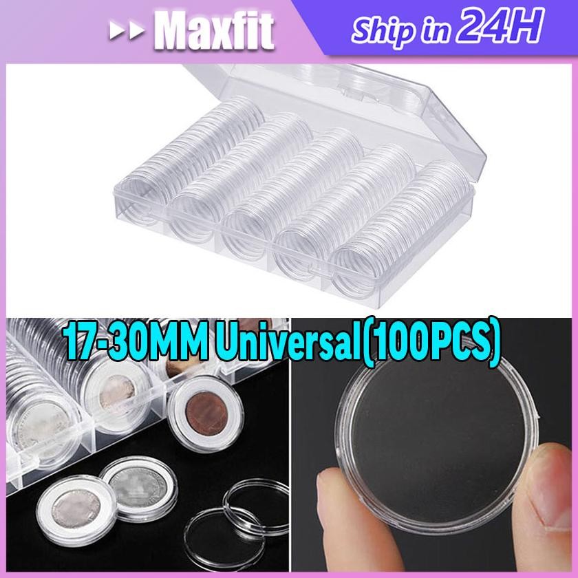 100pcs/set Plastik 17-30mm Kotak koleksi koin utk Koleksi kapsul menyimpan coin transparent DiM