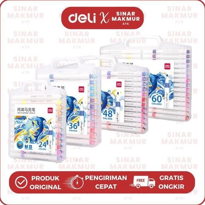 

Spidol Akrilik/Acrylic Marker Bullet Tip 60 Warna Deli HM108-60 (Set)