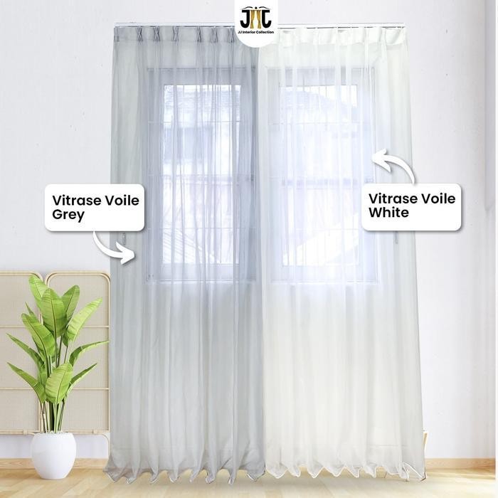 Vitrase Polos Minimalis Pelapis Gorden Voile Kain Putih Transparan -Cg Original Dan Terpercaya